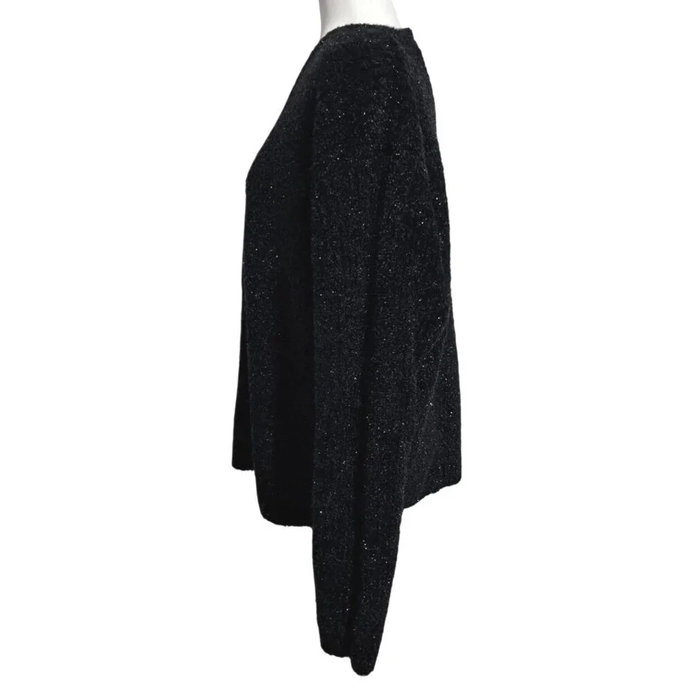 Carducci 2‎ Sweater Womens 2X Black Vintage Shimmer V-Neck Long Sleeve Knit
